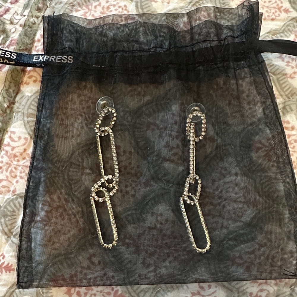 Express Silver Rhinestone Link Earrings
